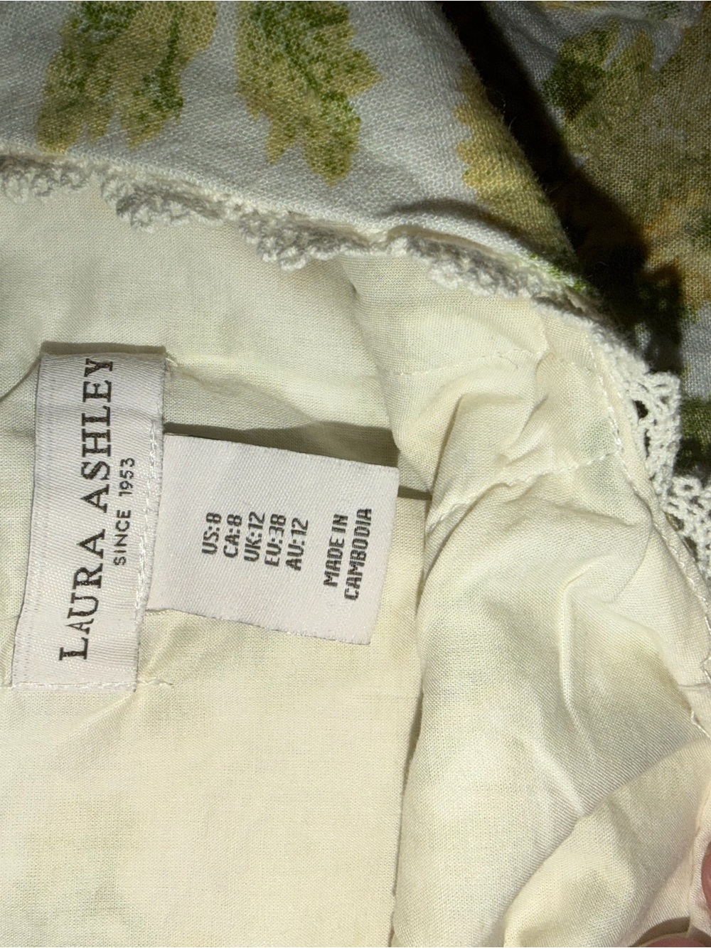 Laura Ashley Floral Lace-Trim Slip Dress in Yellow & Green - Picture 2 of 2